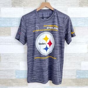 Pittsburgh Steelers Nike Tee Gray NFL Football Graphic Logo Dri Fit Mens Small